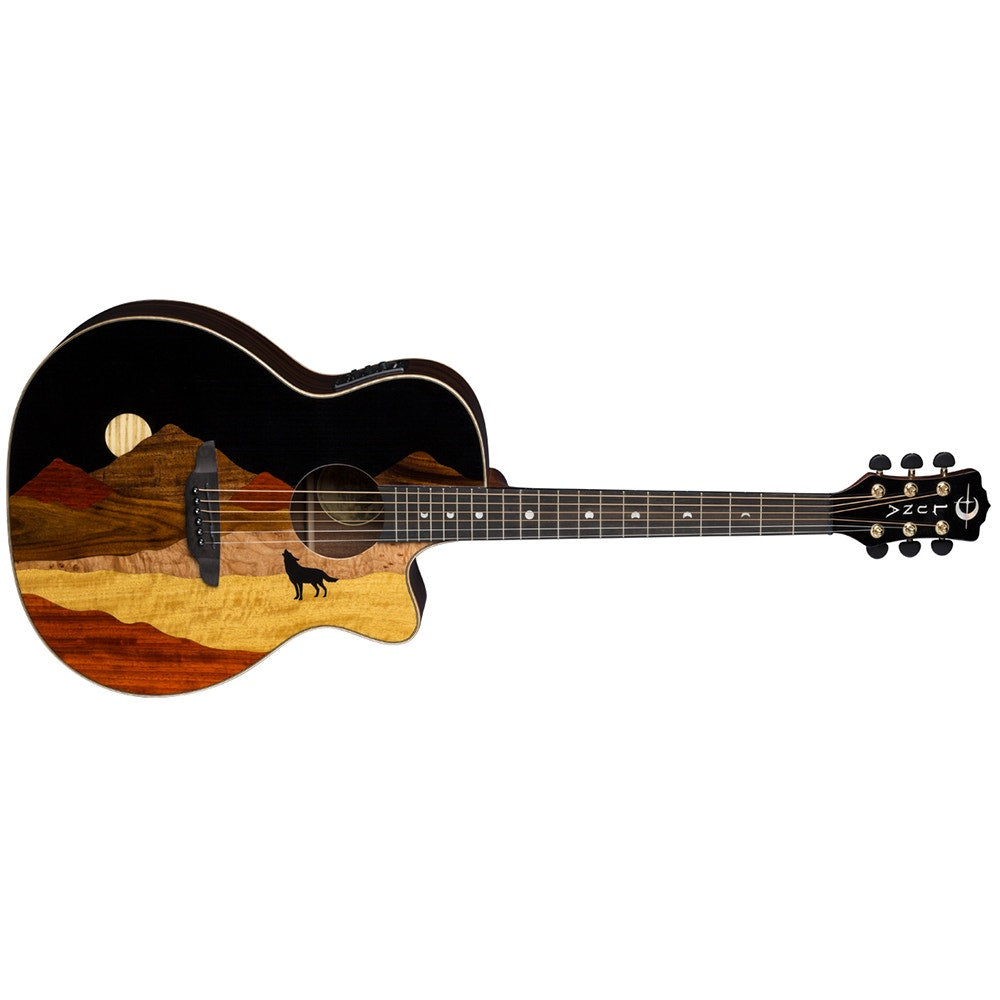 Luna Guitars Vista Wolf Tropical Wood Acoustic Electric Guitar, Gloss Natural