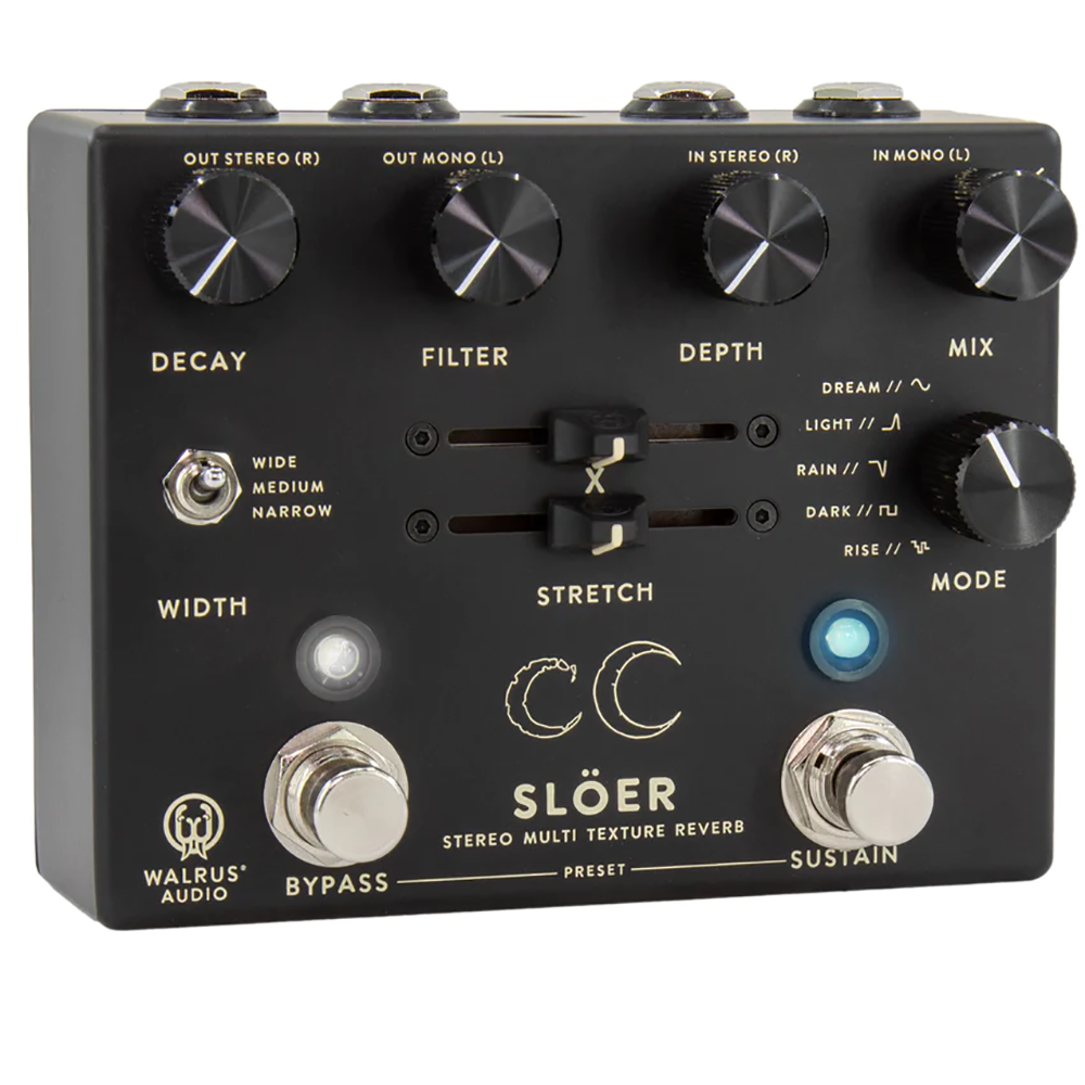 Walrus Audio Slöer Stereo Ambient Reverb Guitar Effect Pedal, Matte Black