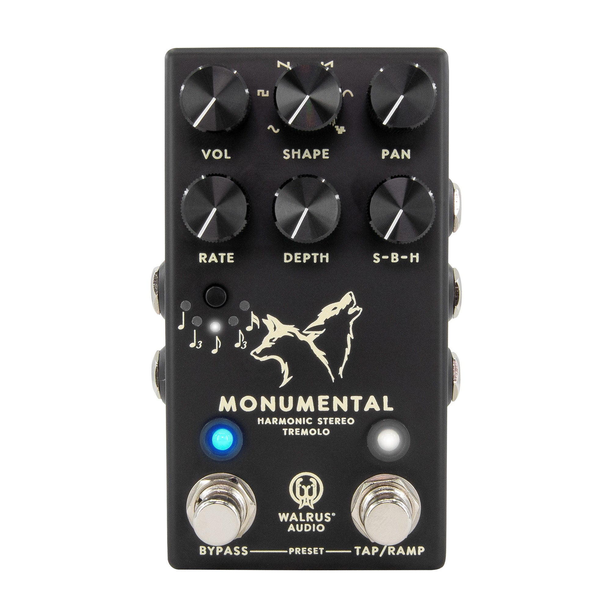 Walrus Audio Monumental Stereo Harmonic Tap Tremolo Guitar Effect Pedal, Black