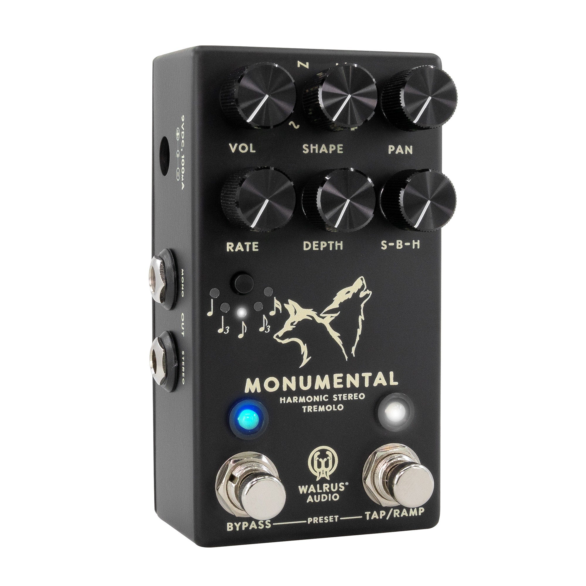 Walrus Audio Monumental Stereo Harmonic Tap Tremolo Guitar Effect Pedal, Black