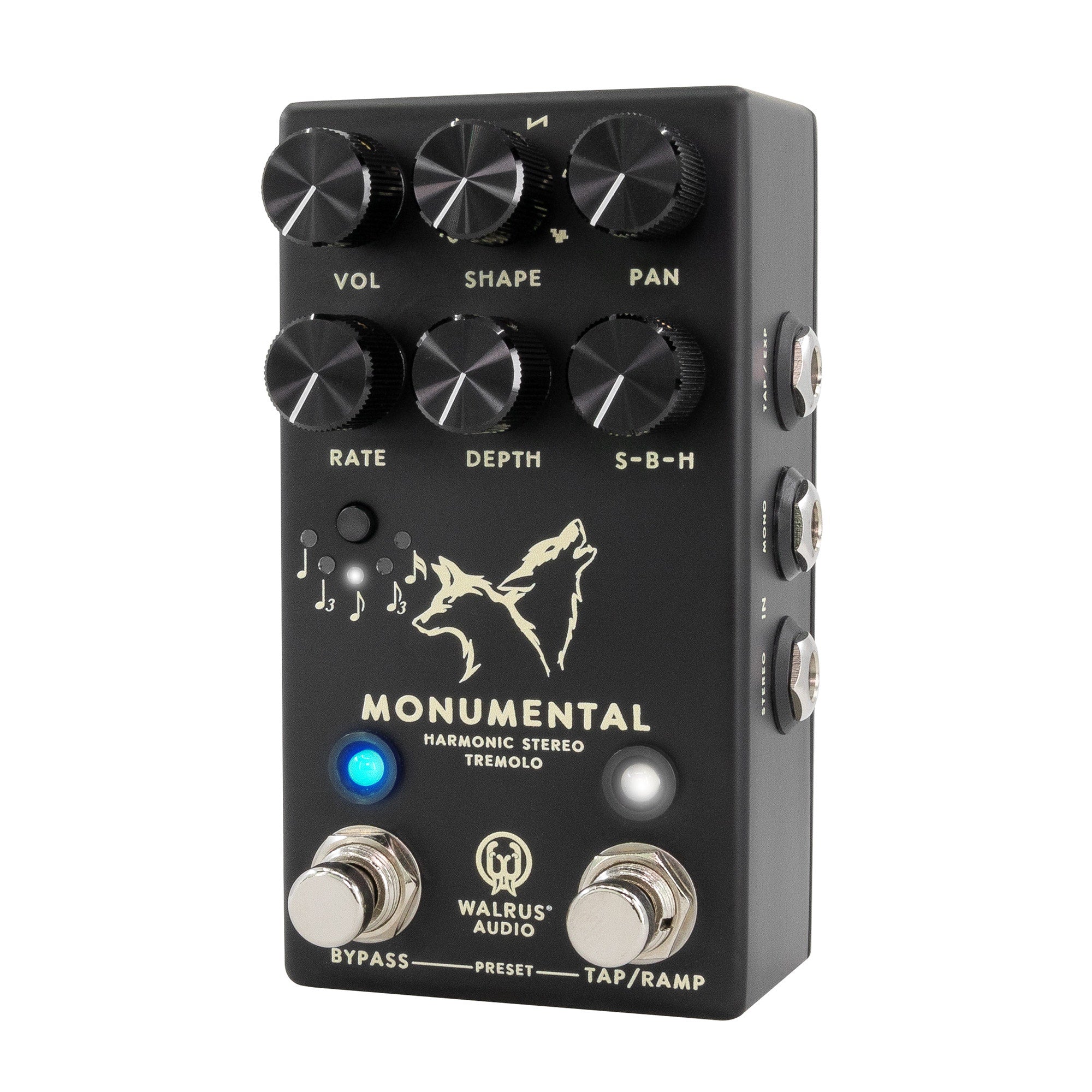 Walrus Audio Monumental Stereo Harmonic Tap Tremolo Guitar Effect Pedal, Black