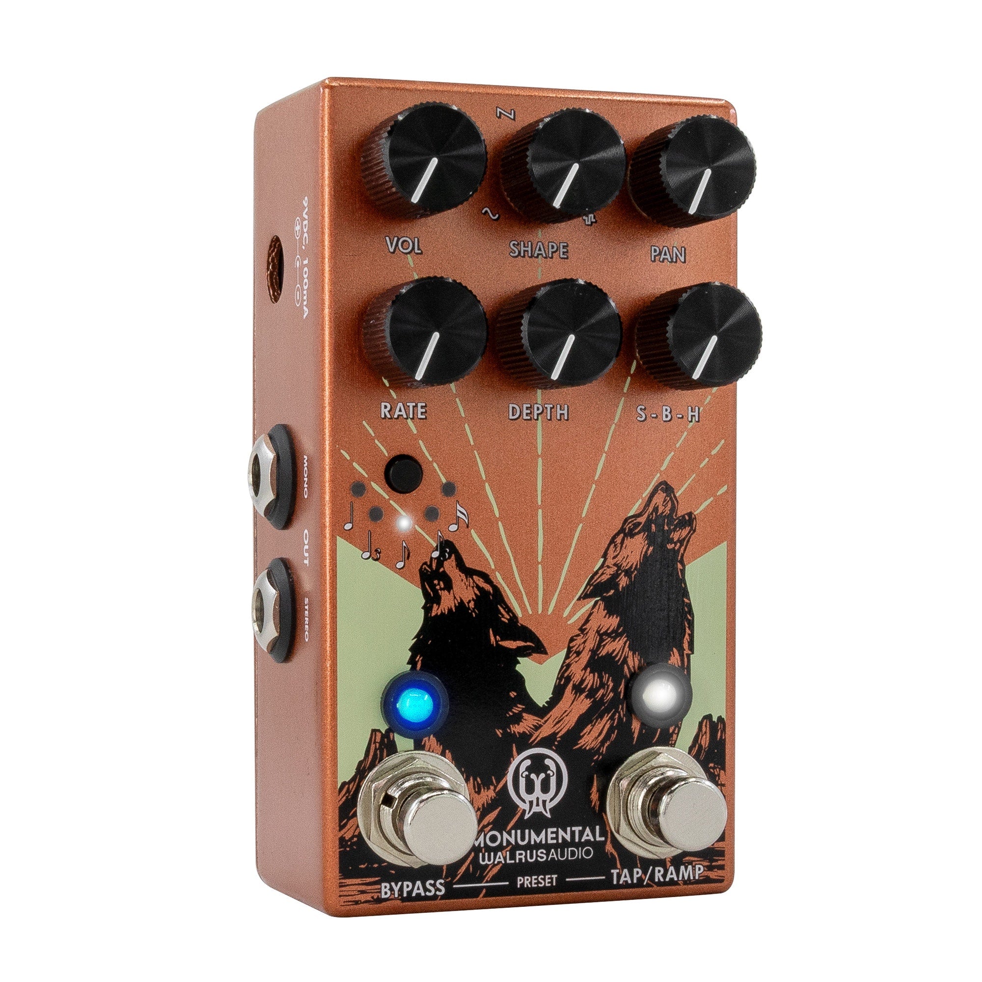 Walrus Audio Monumental Stereo Harmonic Tap Tremolo Guitar Effect Pedal, Orange