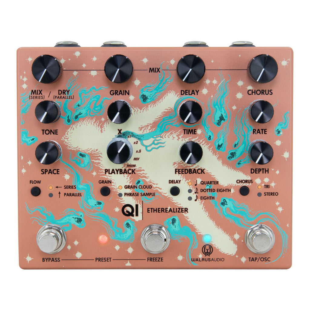 Walrus Audio Qi Etherealizer Yvette Young Atmospheric Delay / Reverb / Modulation Guitar Multi-Effects Pedal, Terracotta