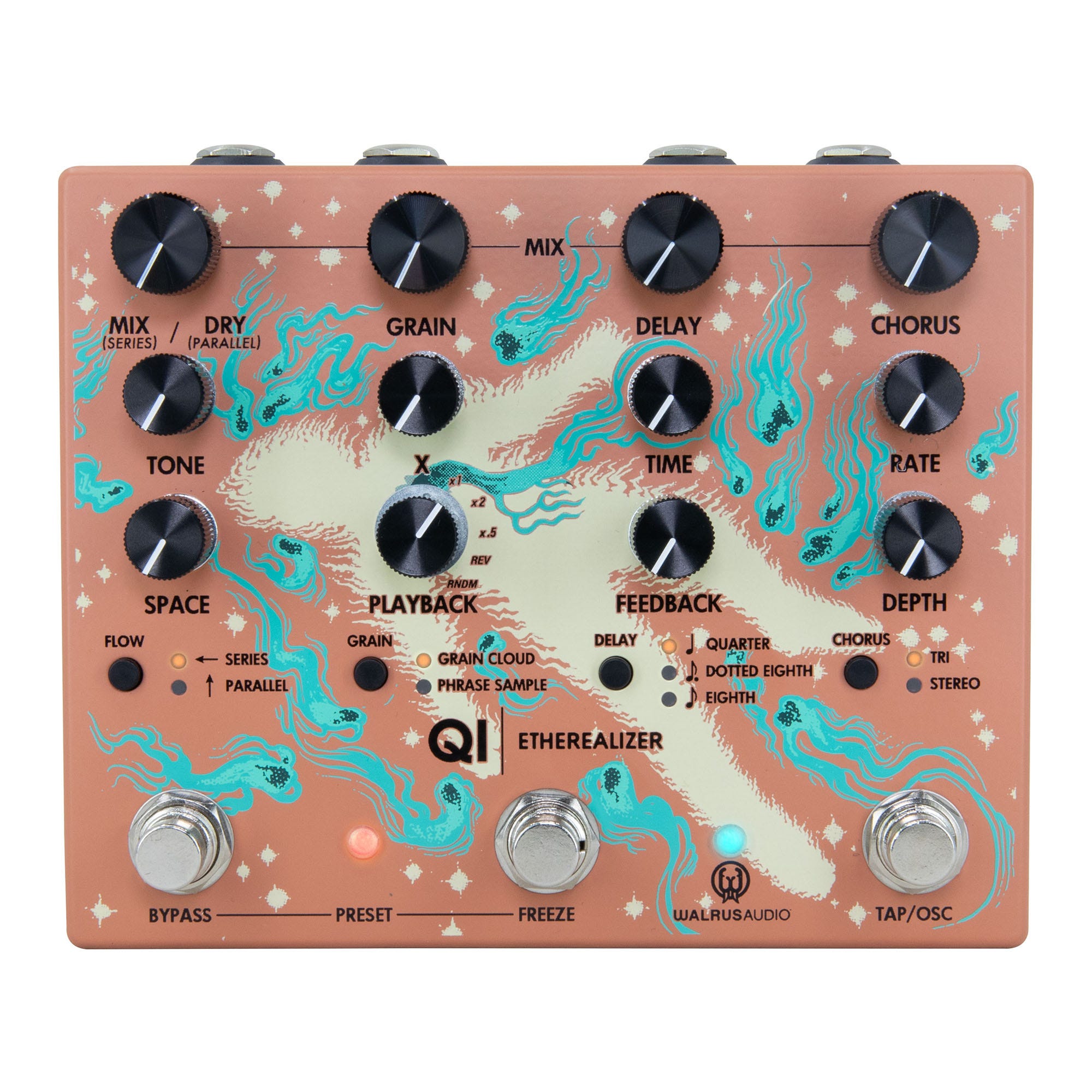 Walrus Audio Qi Etherealizer Yvette Young Atmospheric Delay / Reverb / Modulation Guitar Multi-Effects Pedal, Terracotta