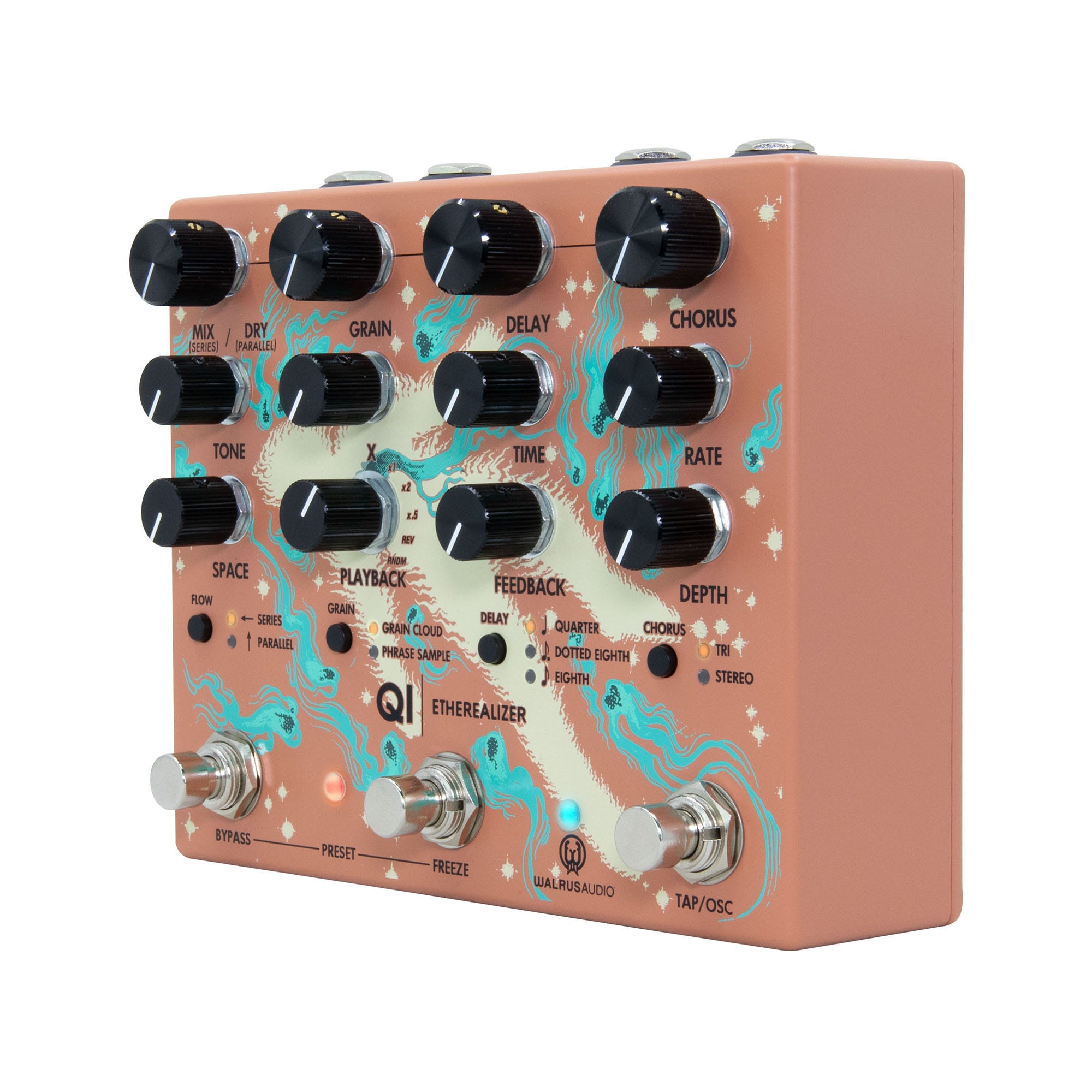 Walrus Audio Qi Etherealizer Yvette Young Atmospheric Delay / Reverb / Modulation Guitar Multi-Effects Pedal, Terracotta