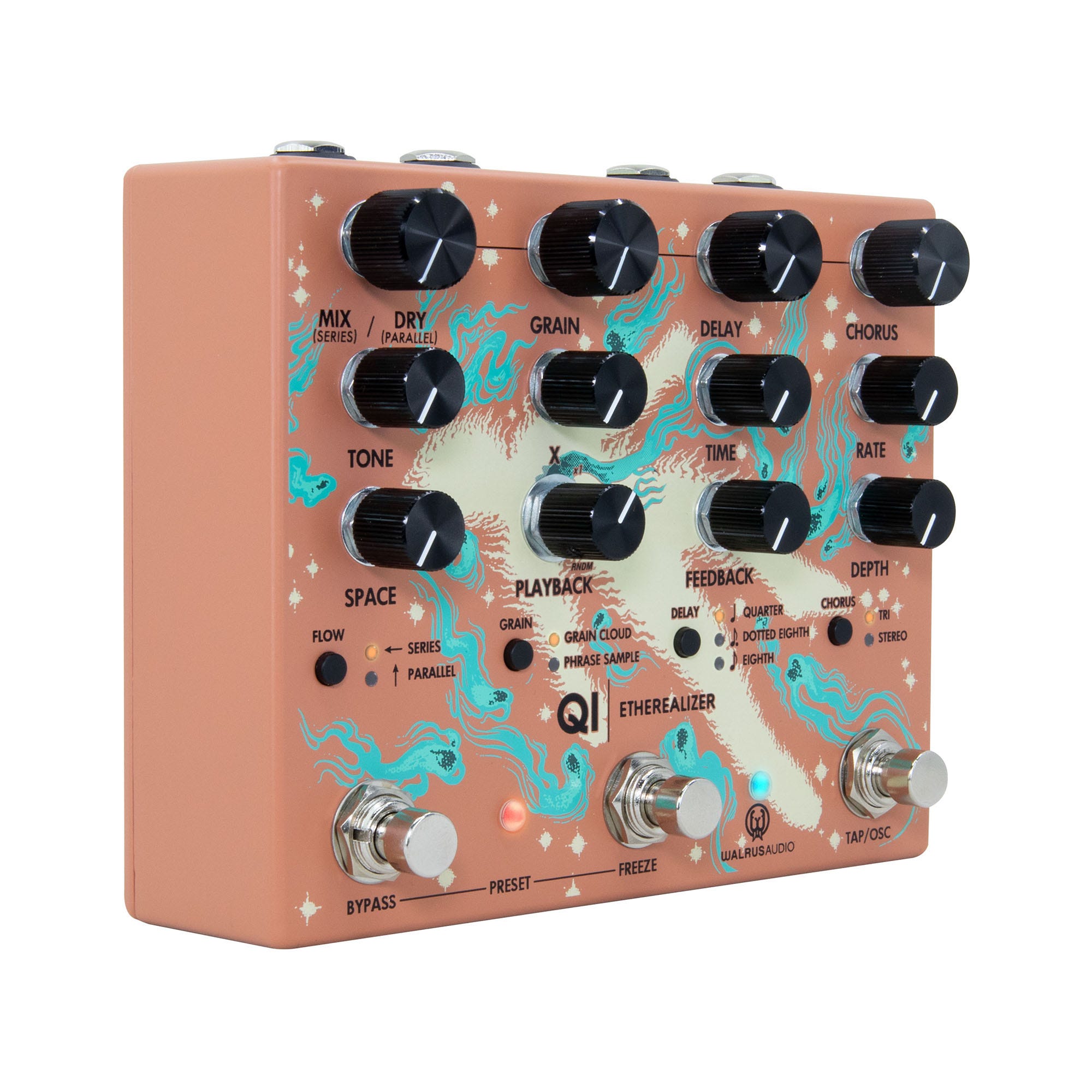 Walrus Audio Qi Etherealizer Yvette Young Atmospheric Delay / Reverb / Modulation Guitar Multi-Effects Pedal, Terracotta