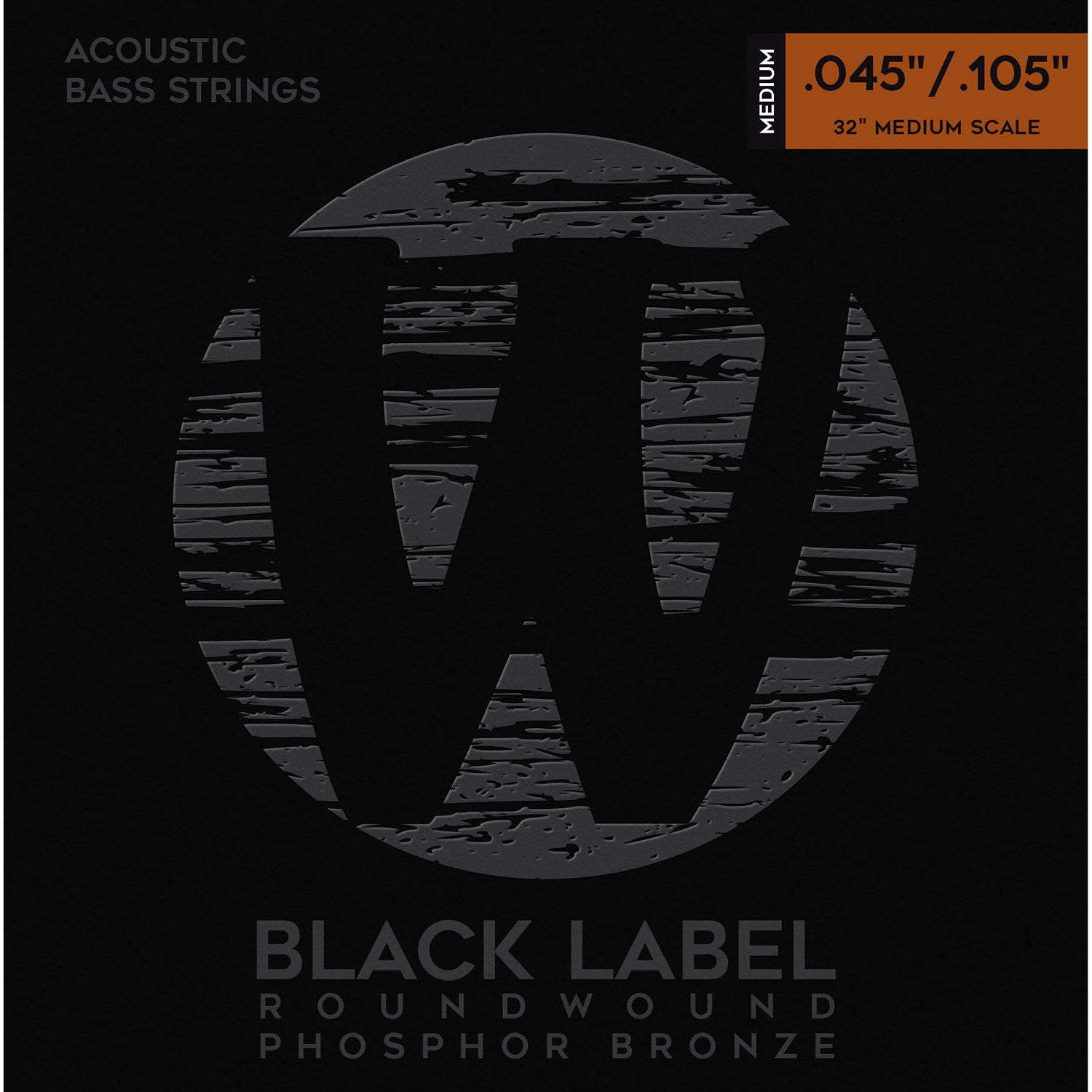 Warwick Black Label Acoustic Bass Strings, 4-String, 45-105, Medium Scale