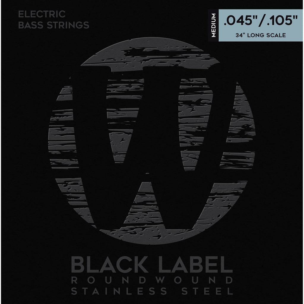 Warwick Black Label Bass Strings, Stainless Steel, 4-String, 45-105