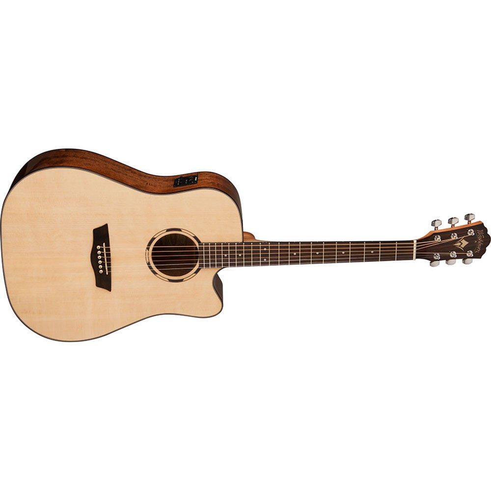 Washburn WLD10SCE Woodline 10 Series Dreadnought Cutaway Acoustic-Electric Guitar - Natural
