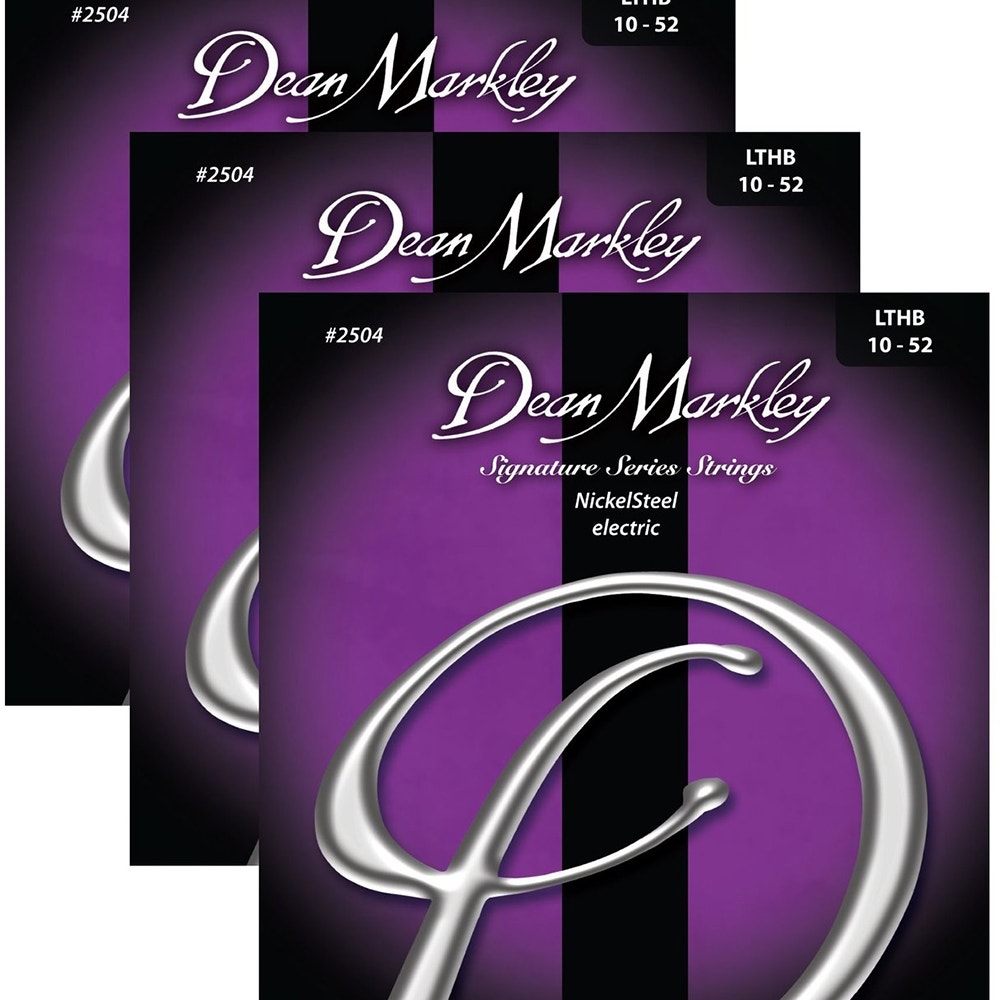 3-Pack of Dean Markley 2504 Nickel Steel Electric Guitar Strings, Light Top/Heavy Bottom (10-52)