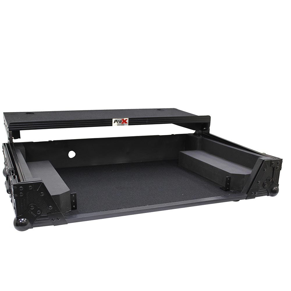 ProX XS-DDJ1000WLTBL Flight Case for Pioneer DDJ1000 & DDJ1000SRT Digital Controller w/ Laptop Shelf and Wheels, Black on Black
