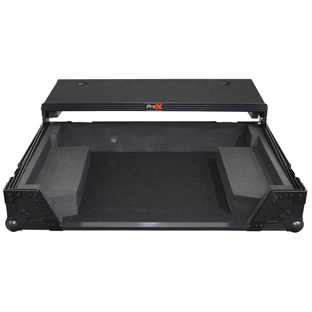 ProX XS-DDJSXWLTBL Flight Case For Pioneer DDJ-SX2 DDJ-SX3 DDJ-RX Digital Controller w/ Sliding Laptop Shelf & Wheels | Black on Black