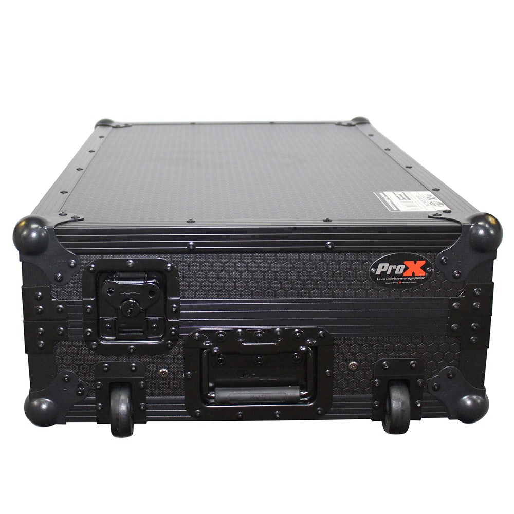 ProX XS-DDJSXWLTBL Flight Case For Pioneer DDJ-SX2 DDJ-SX3 DDJ-RX Digital Controller w/ Sliding Laptop Shelf & Wheels | Black on Black