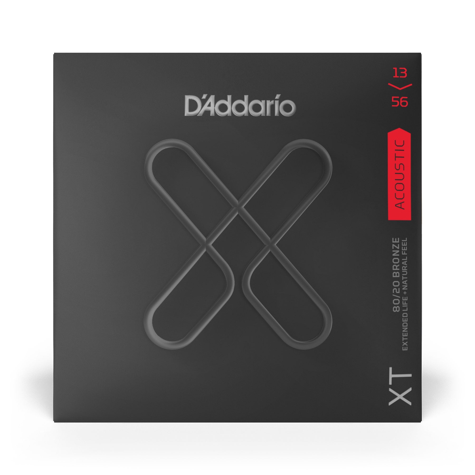 D'Addario XTABR1356 XT Series Acoustic Guitar Strings, 80/20 Bronze, 13-56
