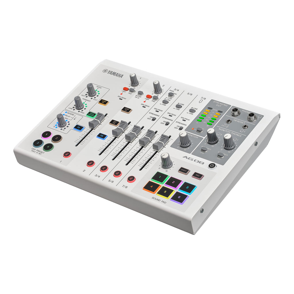 Yamaha AG08 8-Channel Live Streaming Mixer, White