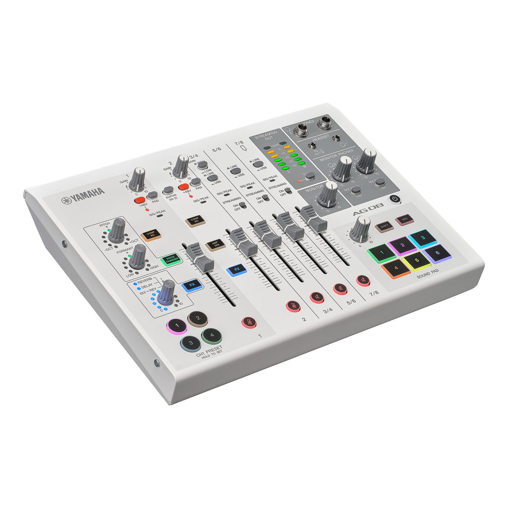 Yamaha AG08 8-Channel Live Streaming Mixer, White