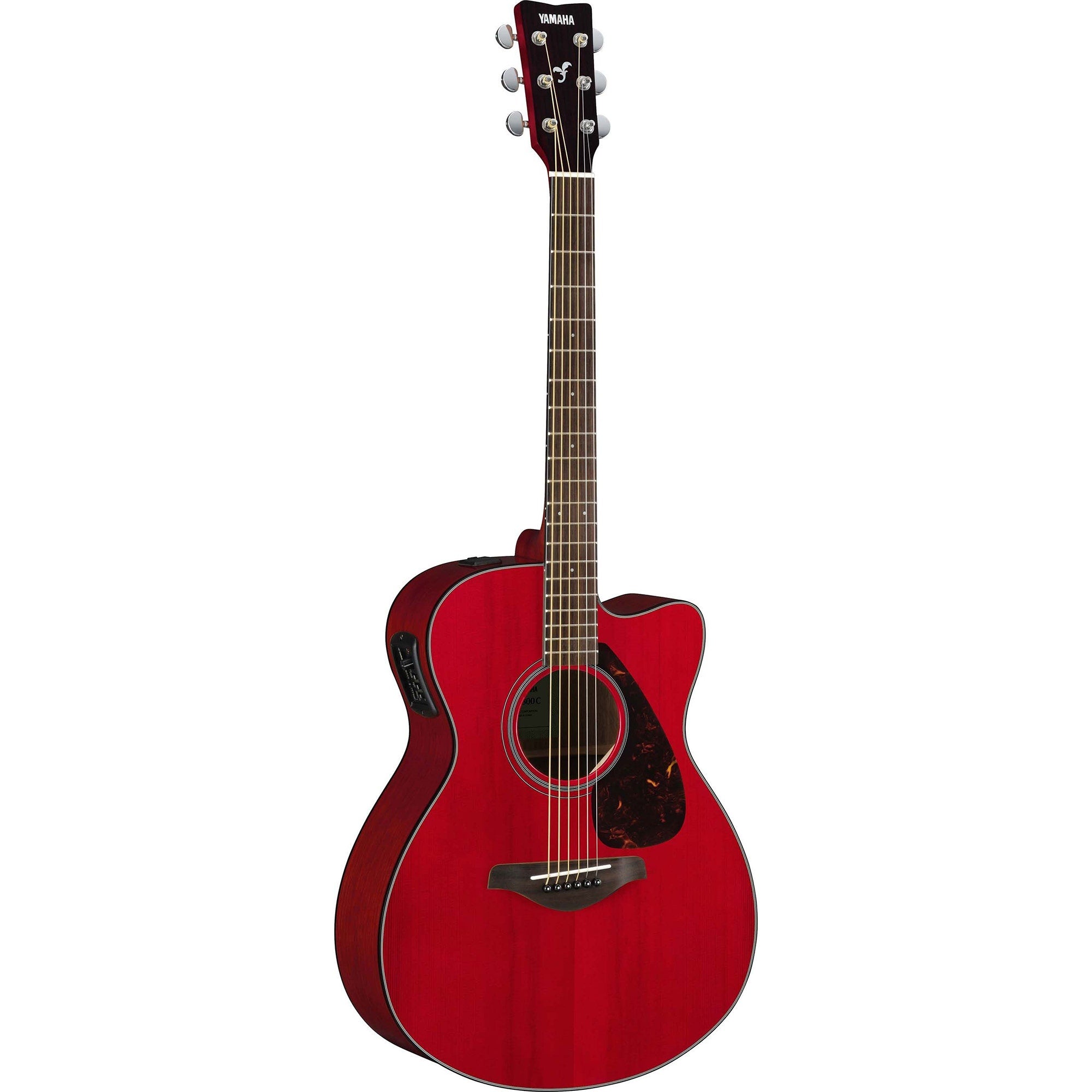 Yamaha FSX800C Small-Body Cutaway Acoustic Electric Guitar, Solid Spruce Top, Ruby Red