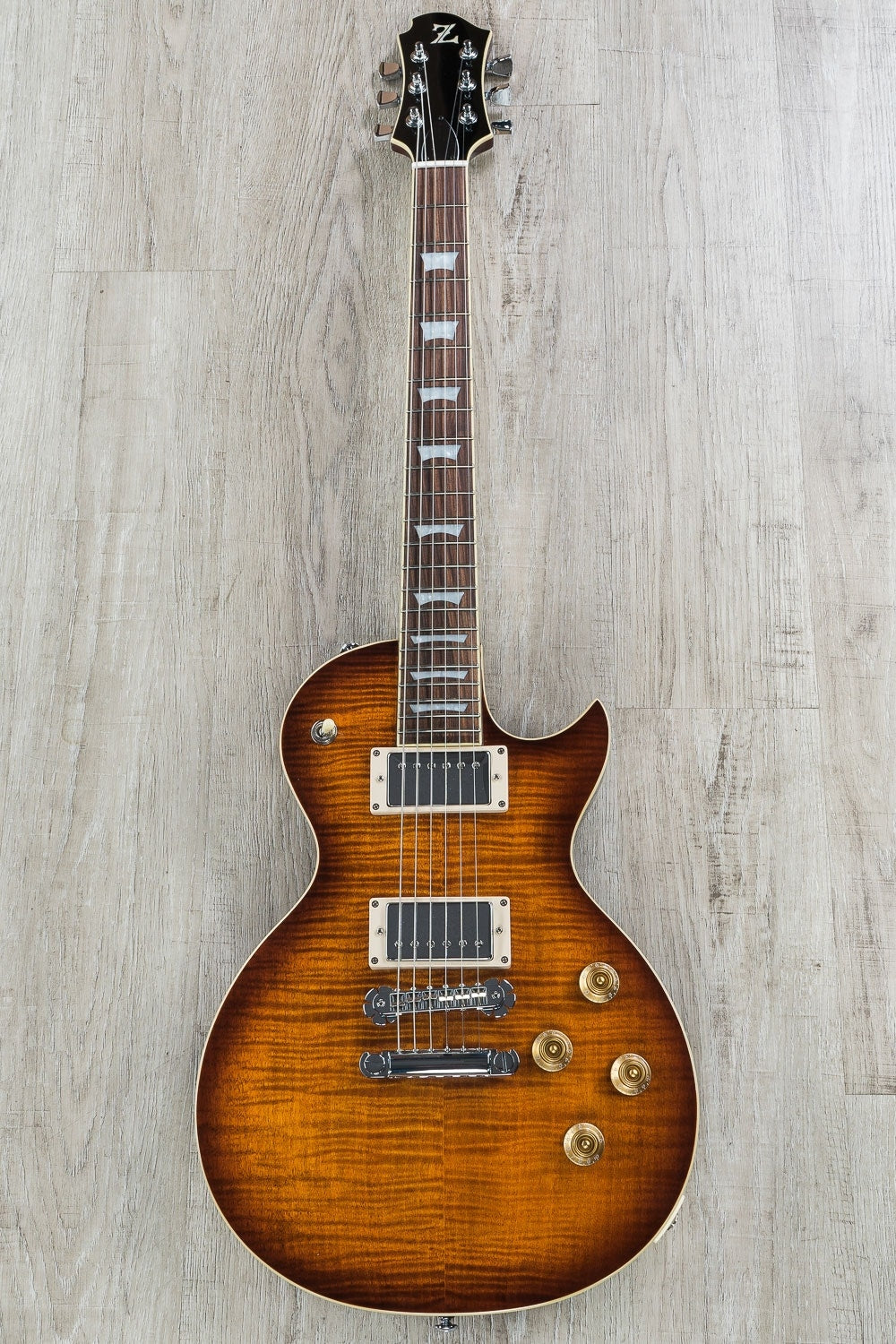 Zemaitis Z22FF Z Series Electric Guitar, Flame Maple Top, Gig Bag - Brown Burst (NAMM 2018 Exhibition Stock) (Open Box)