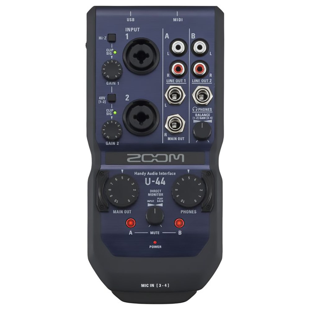 Zoom U-44 24-Bit/96kHz 4-Channel Handy USB Audio Interface w/ 2 Preamps