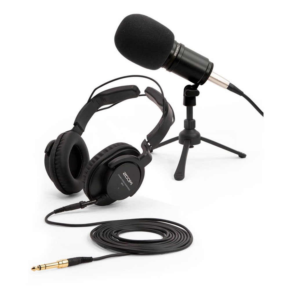 Zoom ZDM-1 Podcast Mic Pack Microphone, Mic Stand, Headphones & Cable Bundle
