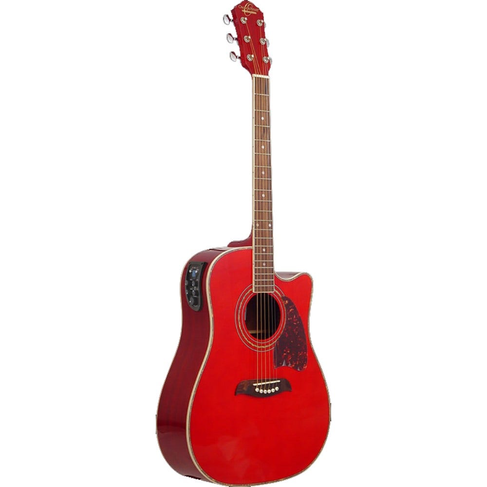 Oscar Schmidt OG2CE Dreadnought Cutaway Acoustic Electric Guitar - Red